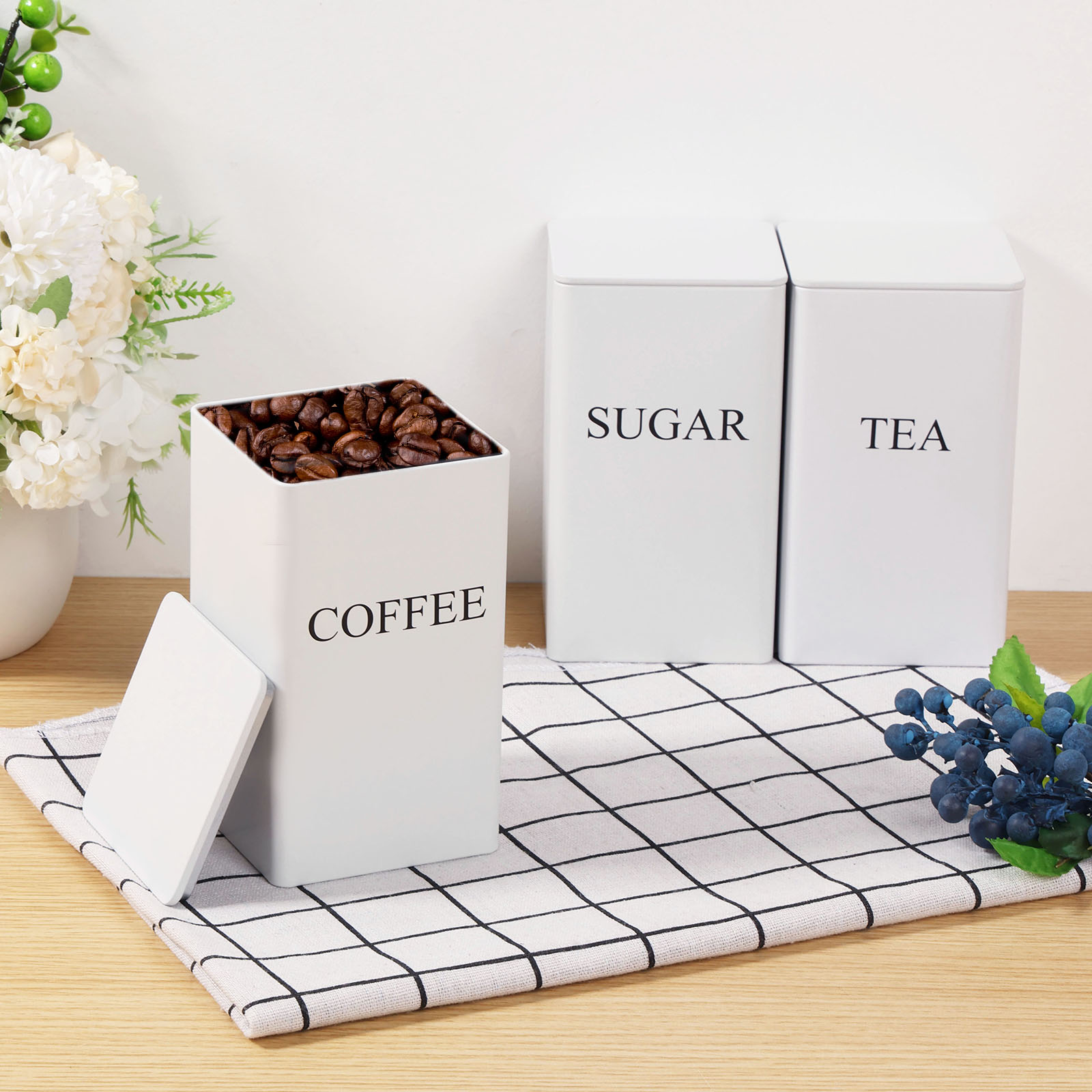 3Pcs Coffee Bean Storage Canis - огляд і ціна Coffee Tea And Sugar Set