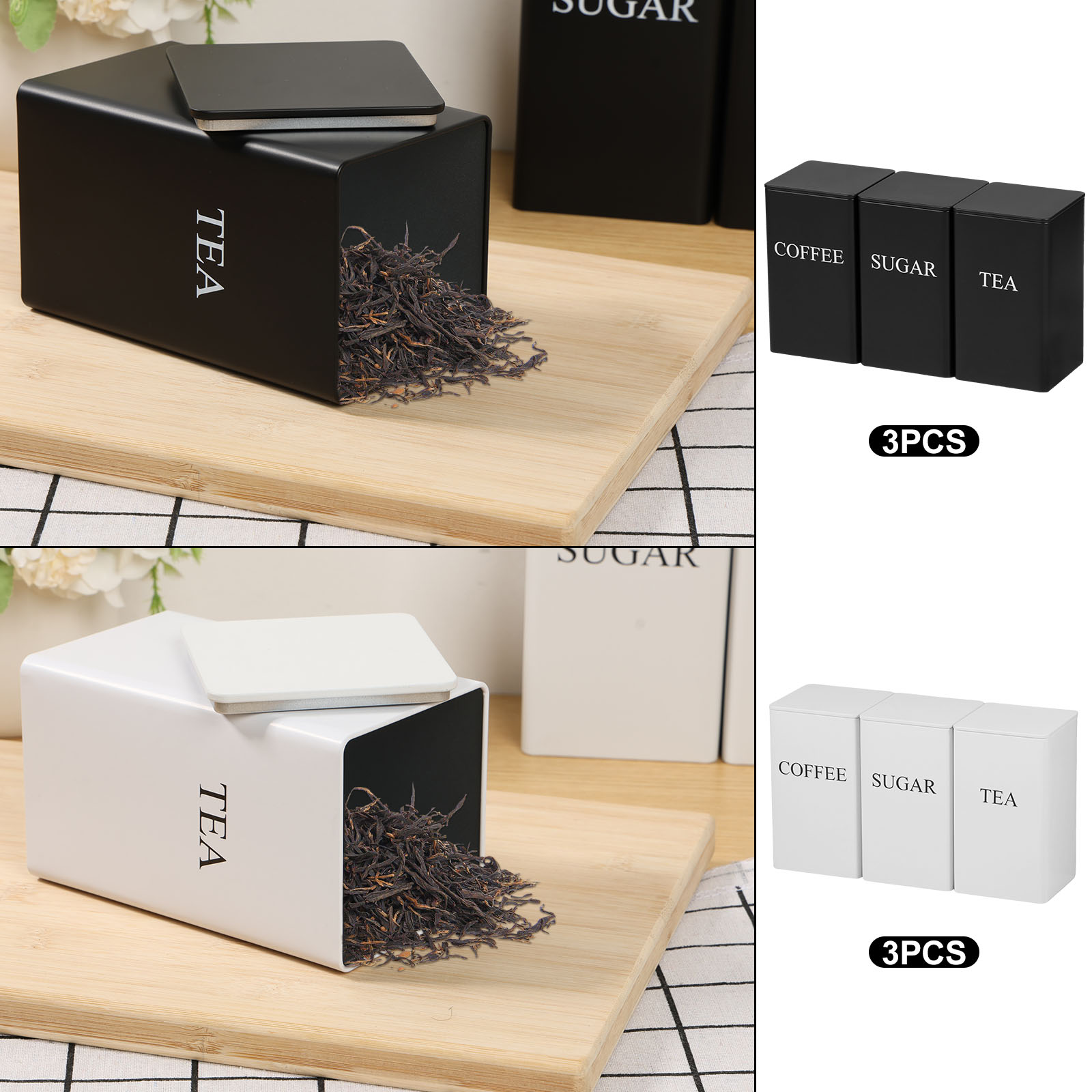 3Pcs Coffee Bean Storage Canis - огляд і ціна Coffee Tea And Sugar Set